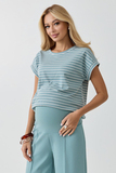 Костюм для беременных 18416 мята-тофу полоса+мята