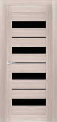 Межкомнатная дверь X-5 / Цвет тон Кремовая лиственница / Остекление "Лакобель черное" / Двери Верда