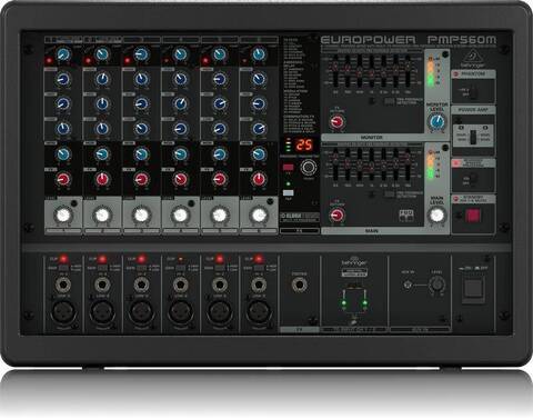 BEHRINGER EUROPOWER PMP560M активный микшер, 500 Вт, 6 каналов, процессор эффектов, функция подавления обратной связи, опции бес