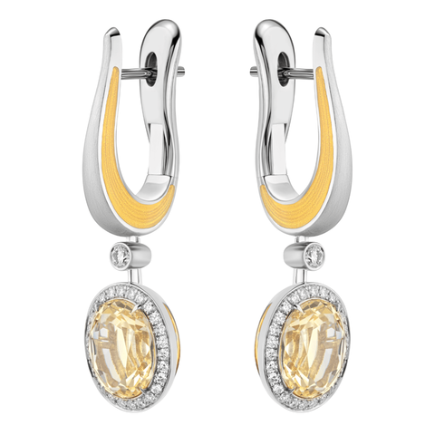 Серьги с Желтыми Сапфирами и Бриллиантами, Эмаль, E0143-02/1