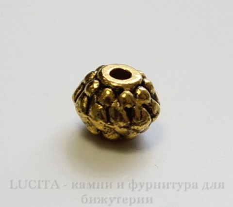 Бусина металлическая "Фонарик" 7х6 мм (цвет - античное золото), 10 штук