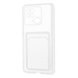 Силиконовый чехол с визитницей - кармашком для карт Clear Card для Xiaomi Redmi 10C (Прозрачный)