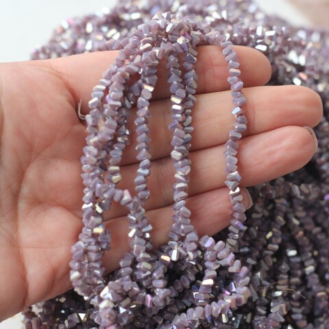 Хрусталь (стекло) граненный, серо-сиреневый 4*3 мм, 1 нить, С052