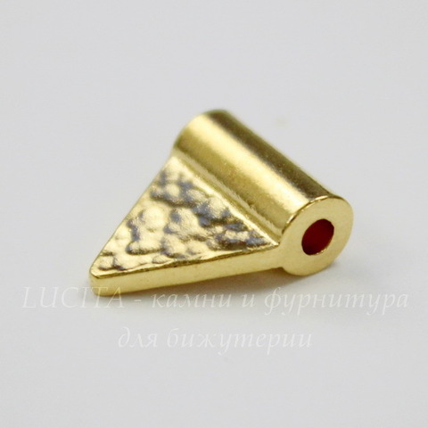 Бусина TierraCast "Hammered flag" 13х10 мм (цвет-золото)