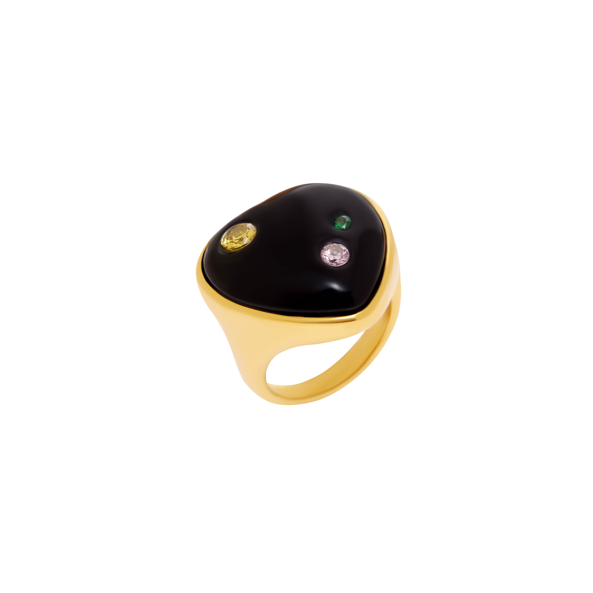 цена NOTTE Кольцо Midnight Heart To Heart Ring - Black Agate