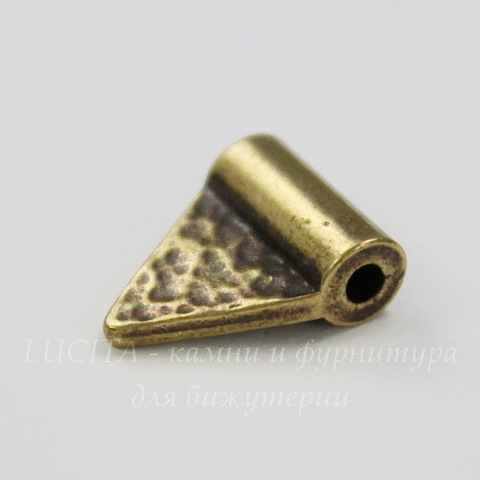Бусина TierraCast "Hammered flag" 13х10 мм (цвет-античная латунь)