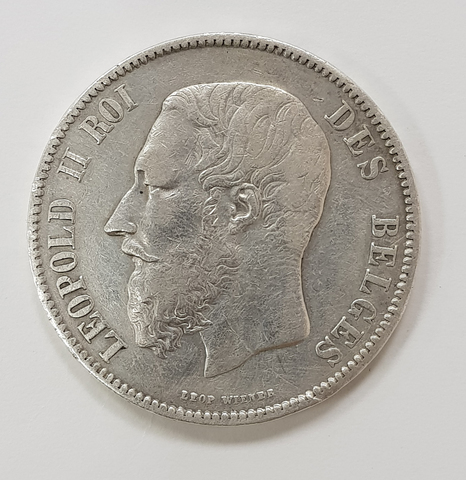 5 франков 1869 года. Бельгия. VF