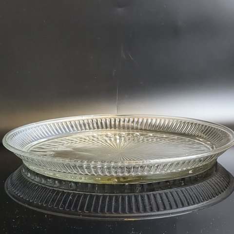 Сервировочная тарелка, стекло, тарелка под закуски/для торта, узор, винтаж СССР 1970-1990 гг