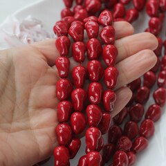 Майорка, имитация барочного жемчуга, красная 10*15 мм, 1 нить, МА111