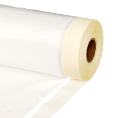 09-0-024 Пленка защитная с клейкой малярной лентой, прозрачная, HDPE, рулон 2,4х25м, толщина 8мкм РемоКолор