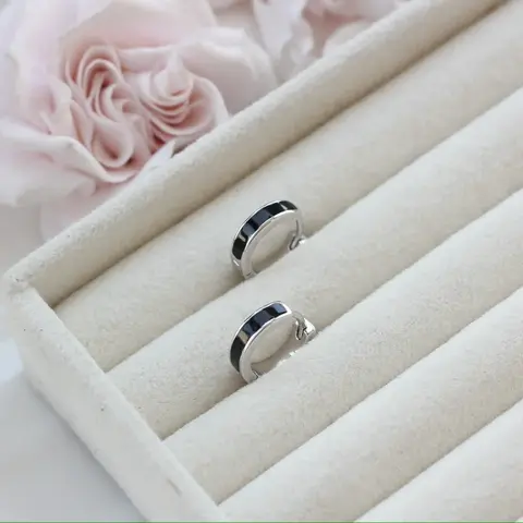 Швензы Конго с черной эмалью 14*4 мм, родий, Ш034