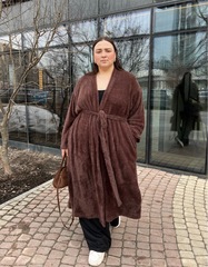 Кардиган из мехового трикотажа коричневый