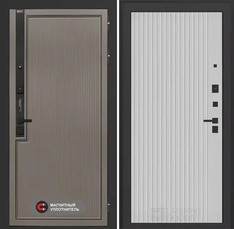 Входная дверь в квартиру Лабиринт с повышенной шумоизоляцией Лаб про 1 Велютто кофе 29 Белый софт рельеф