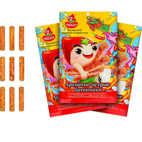 Снеки соевые «Батончики» ароматно-острые (РФ) 1кор*8бл*10шт, 105гр