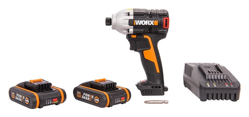 Винтоверт ударный бесщеточный аккумуляторный WORX WX261, 20В, 2Ач х2, ЗУ, кейс