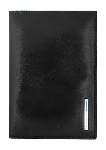 Обложка для паспорта Piquadro Blue Square, чёрный, кожа натуральная (PP5255B2/N)