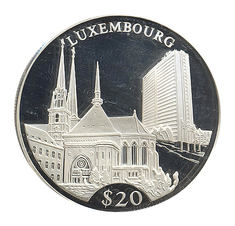 20 долларов Люксембург Церкви Европы 2001 г. Либерия Proof