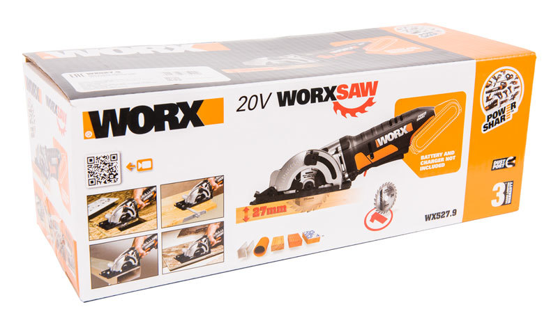 Дисковая пила аккумуляторная WORX SAW WX527.9, 85мм, 20В без АКБ и ЗУ