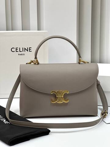 Сумки CELINE MEDIUM NINO из блестящей телячьей кожи серый