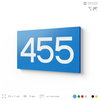 Номер на дверь 455, табличка на дверь для офиса, квартиры, кабинета, аудитории, склада, голубая 120х70 мм, Айдентика Технолоджи