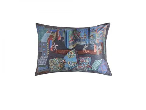 Наволочка 50x70 Mollen Теремок ежевично-черная хлопковая