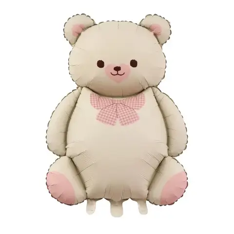 Фигура Мишка с бантом, Бежевый/Розовый, Сатин