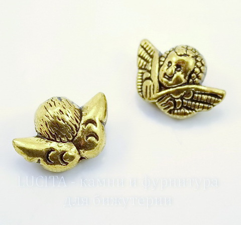 Бусина металлическая "Ангел" 19х12х8 мм (цвет - античное золото)