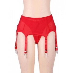 Пояс красный для чулок с ремешками на клипсах (XL-2XL)