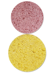 TF СТТ55 Спонж косметический круглый для умывания из натурального материала Бежевый/Розовый (2 шт.)