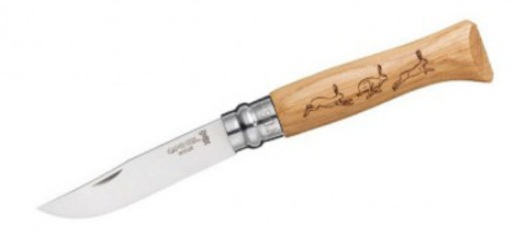 Нож складной перочинный Opinel Animalia Заяц 8VRI, 190 mm, дерево (001623)
