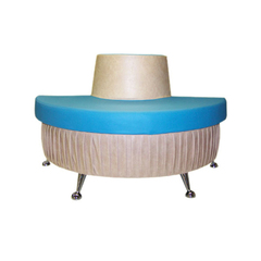 «Диван полукруглый" на хромированных ножках, бежево-голубой