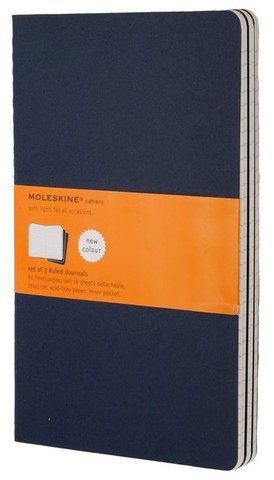 Набор 3 блокнота Moleskine Cahier Journal Large, цвет синий индиго, в линейку