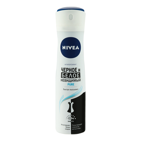 Antiperspirant \  Антиперспирант\ Anti-perspirant \ Дезодорант-спрей Дезодорант спрей Nivea 150мл Pure Черное и Белое Невидимый