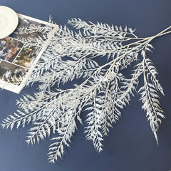 Ампельное растение, искусственная зелень с ажурными листочками, Белая, 98 см, набор 2 ветки.