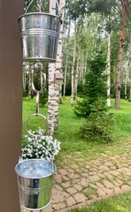 Дождевая цепь «Ведра на кольцах. Большие. 8 см.»
