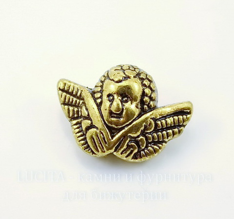 Бусина металлическая "Ангел" 19х12х8 мм (цвет - античное золото)