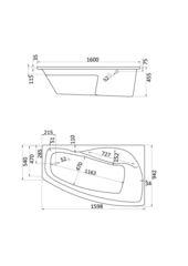 ВАННА АКРИЛОВАЯ SANTEK МАЙОРКА XL 160х95 ЛЕВАЯ С КАРКАСОМ