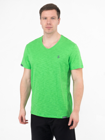 Мужская футболка «Великоросс» травяного цвета V ворот
