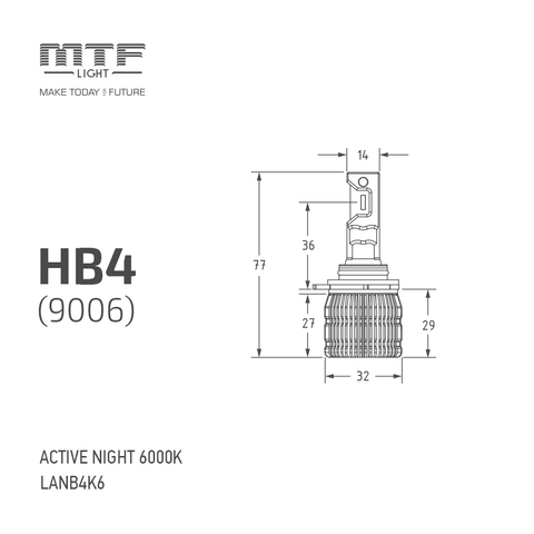 Светодиодные лампы MTF Light HB4 ACTIVE NIGHT 6000K