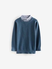 Джемпер с воротником для мальчика Next B96-245, Темно-синий