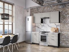 Прямая модульная кухня Лофт-05 Grey Silk - Graphite 2140*1800*600