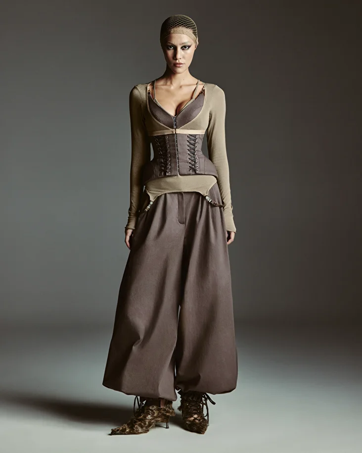 Корсет шнурованный М, Серый