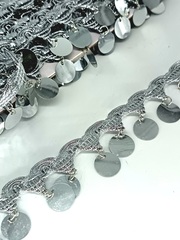 Тесьма люрекс с декоративными элементами/мониста , ш. 3,5 см.