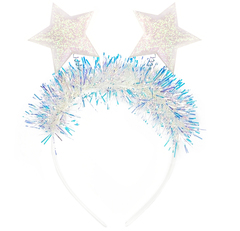 Ободок, Сверкающие звезды, Белый, с блестками, 1 шт.