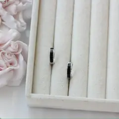 Швензы Конго с черной эмалью 14*4 мм, родий, Ш034