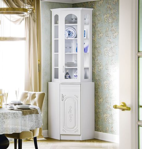 Буфет угловой Лиза-2 (Белый глянец, Белый)