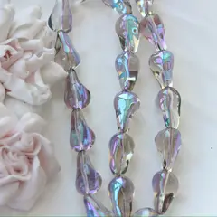 Бусины стеклянные, дымчато-серый с переливами, фриформ 22*13 мм, 1 бусина, МК047