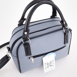 Сумка Саломея 269 гладкий серо-голубой + черный