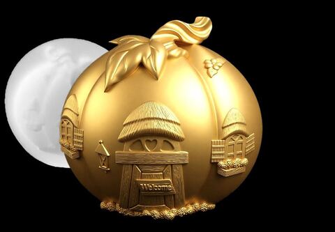 Силиконовый молд № 422 домик Тыква 2 D № 2 ( серия домики для гномов и фей)