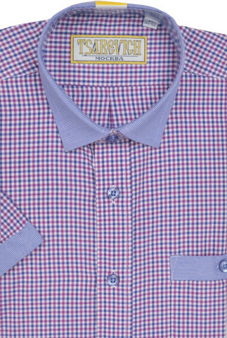 Прямая рубашка в клетку с коротким рукавом TSAREVICH